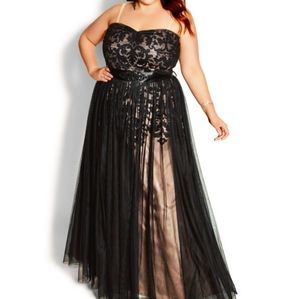 Embroidered Tulle Maxi Dress